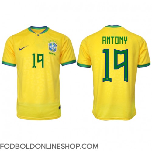 Brasilien Antony #19 Hjemmebanetrøje VM 2022 Kortærmet
